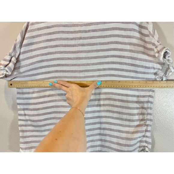 Sigrid Olsen 100% Linen Cap Sleeve Striped Lightweight Top Women's Large - Picture 8 of 9